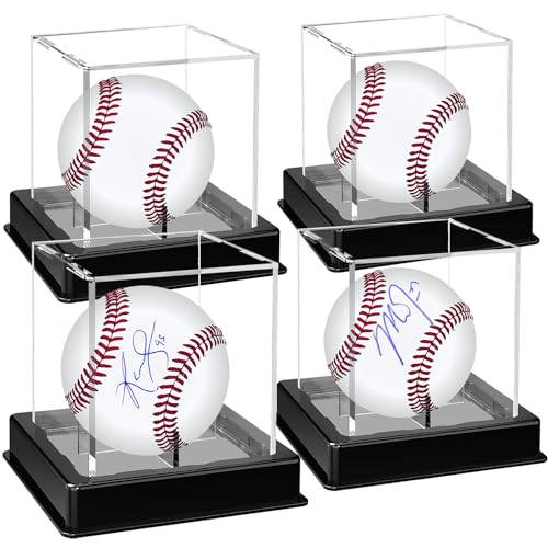 Taeku Baseball Vitrine Memorabilia Arcylic Würfel Softball Box UV Geschützte Halterung Stand Klar Halterung für Softball Baseball Tennis Sport Ball (4 Set) von Taeku