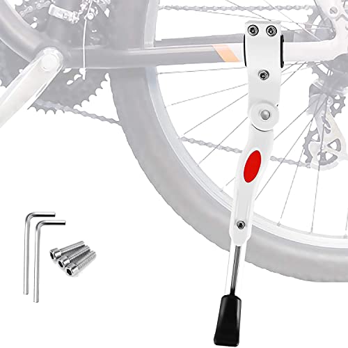 Taeku Fahrradständer Universal Fahrrad Seitenständer Einstellbare Aluminiumlegierung Radständer Unterstützung für Fahrrad Mountainbike Rennrad mit Raddurchmesser 24-27,5 Zoll (Weiß) von Taeku