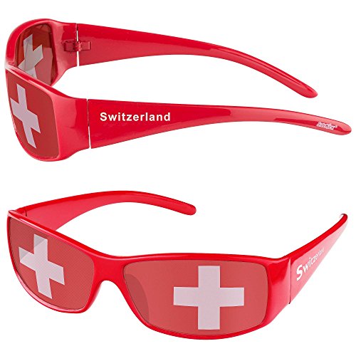 Taffstyle Fanartikel Sonnenbrille für Fussball WM & EM mit Länder Flagge Style - Schweiz von Taffstyle