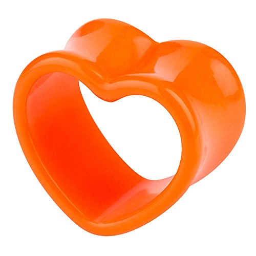 Taffstyle Flesh Tunnel Ohr Piercing Ear Plug Ohrpiercing Bunt Herz Double Flared Kunststoff Orange 20mm von Taffstyle
