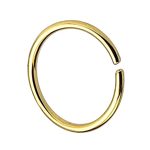 Taffstyle Piercing Continuous Ring 925 Silber Fake Klemmring Dünn Septum Tragus Helix Nase Lippe Ohr Nasenring Hoop Clip On Gold 0,8mm x 10mm von Taffstyle