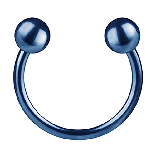 Taffstyle Piercing Hufeisen Horseshoe mit Kugeln Septum Tragus Helix Ohr Nase Lippe Ring Lippenpiercing Nasenpiercing Blau 2,0mm x 12mm x 5mm von Taffstyle