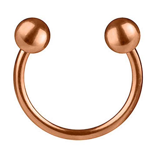 Taffstyle Piercing Hufeisen Horseshoe mit Kugeln Septum Tragus Helix Ohr Nase Lippe Ring Lippenpiercing Nasenpiercing Rose Gold Rosegold 1,6mm x 10mm x 4mm von Taffstyle