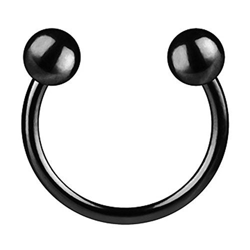 Taffstyle Piercing Hufeisen Horseshoe mit Kugeln Septum Tragus Helix Ohr Nase Lippe Ring Lippenpiercing Nasenpiercing Schwarz 1,6mm x 12mm x 5mm von Taffstyle