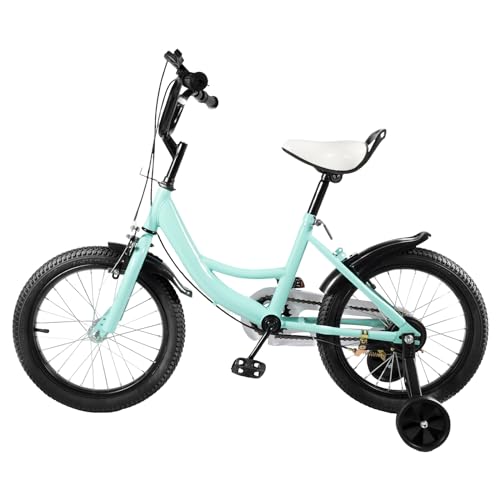 Tagowao 16 Zoll Kinderfahrrad, HöHenverstellbar Kinder Fahrrad mit Hilfsrad, Kinderfahrräder für Jungen, Mädchen und Jugend, Grün von Tagowao