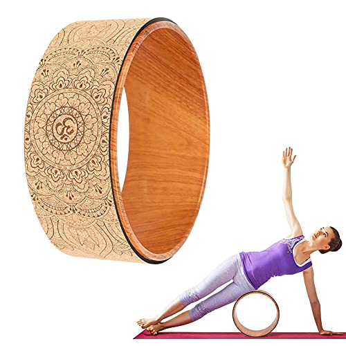 Tagtight Kork Yoga Rad Wheel für Pilates Gymnastik, Yoga Rolle Kork, Mandala Yoga Rad, Yoga-Stützrad Yoga-Ring zum Dehnen der Flexibilität Rückenbeugen Vertiefen Yoga Pose Rückbeuge (33cm) von Tagtight