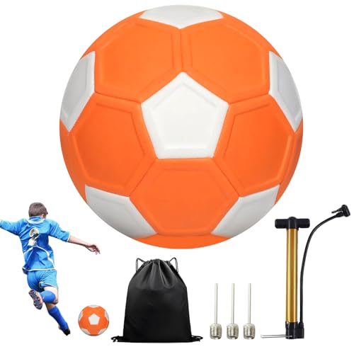 TaimeiMao 20cm Fussball Curve Ball,Curveball Fußball Größe 5,mit Fußballpumpe Aufbewahrungstasche,Eva Gummi Swerve Fußball für Kinder Drinnen und Draußen von TaimeiMao