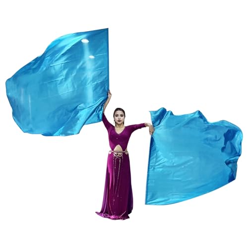 Tainrunse Engelsflügel-Flagge, 2-teiliges Tanz-Performance-Set mit skalierbaren Stangen, leichte metallische Flaggen für Lobpreisungen, Kirchensportveranstaltungen Blauer See von Tainrunse