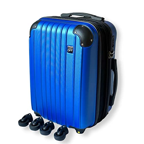 Take OFF Luggage Hartschalen-Handgepäck verwandelt Sich in Hartschalengepäck unter dem Sitz, blau, 2.0, Hardside Gepäck mit abnehmbaren Spinner-Rädern von Take OFF Luggage