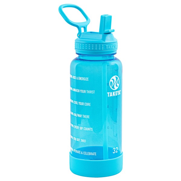 Takeya - Tritan Motivational Straw Bottle 950 ml - Trinkflasche Gr 950 ml grau;rosa;türkis/blau von Takeya