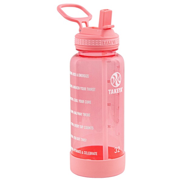 Takeya - Tritan Motivational Straw Bottle 950 ml - Trinkflasche Gr 950 ml rosa von Takeya