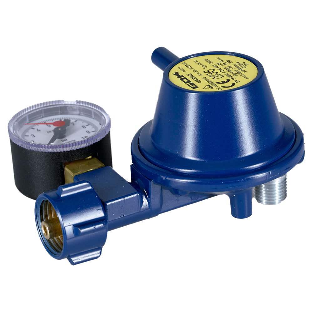 Talamex Gok Gas Pressure Regulator Right-angle 30mbar 90º Connection With Manometer Blau von Talamex