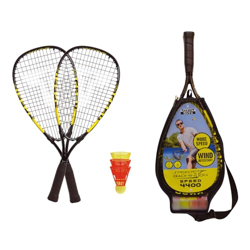 Talbot Torro Speed-Badminton Set Speed 4400, 2 handliche Alu-Rackets 54,5cm, 3 windstabile Bälle, im 3/4 Bag, gelb-schwarz, 490114 400114 Einheitsgröße von Talbot Torro