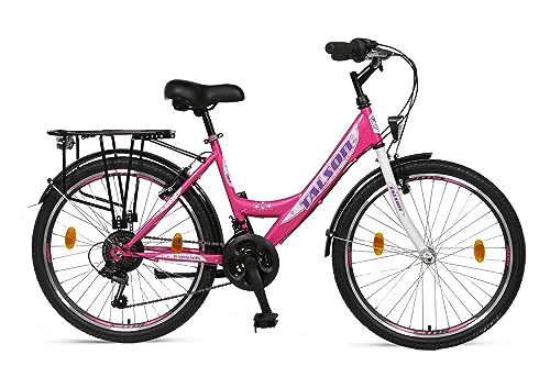 Talson 26 Zoll Fahrrad 21-Gang Shimano SCHALTUNG MIT Beleuchtung Rosa-Weiss Modell SFRTA20 von Talson