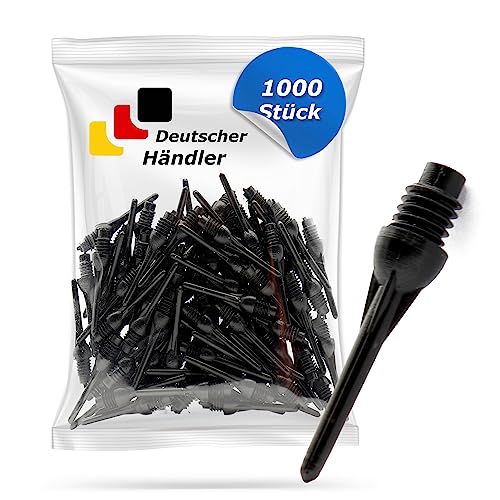 Tamay Dartspitzen Kunststoff 1000 Stück Premium Softdart Spitzen I Short Tip I 2BA Gewinde I Dartpfeil Spitzen, Softdarts Ersatzspitzen, Besonders stabil & langlebig I Made in Europa (1000) von Tamay