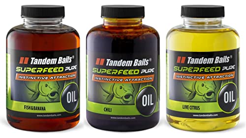 Tandem Baits 3-Pack SuperFeed Pure Oil Fruit Mix Öl Fruchtaroma | Lockstoff Karpfen Angeln ohne Mühe | Boilie-Öl Köder Große-Fische-Angeln | Karpfenzubehör Profis & Hobby-Angler 3 x 500 ml von Tandem Baits