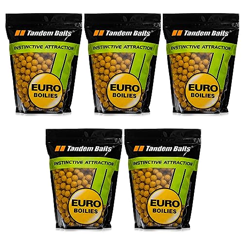 Tandem Baits 5-er Set Euro Boilies Ananassaft | Karpfen Angeln ohne Mühe | Köder zum Große-Fische-Angeln | Karpfenzubehör für Profis & Hobby-Angler 16 mm 1 kg von Tandem Baits