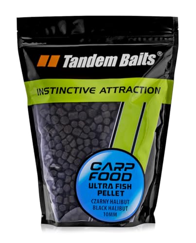 Tandem Baits Carp Feed Hook Ultra Fish Pellet Schwarzer Heilbutt | Karpfen-Pellets | Karpfen Angeln | Köder zum Große-Fische-Angeln | Karpfenzubehör für Profis & Hobby-Angler | Angelfutter 1mm 1 kg von Tandem Baits