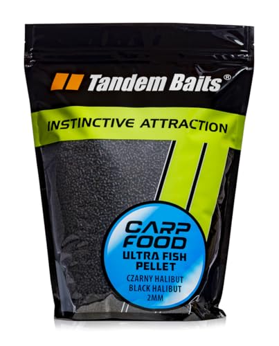 Tandem Baits Carp Feed Hook Ultra Fish Pellet Schwarzer Heilbutt | Karpfen-Pellets | Karpfen Angeln | Köder zum Große-Fische-Angeln | Karpfenzubehör für Profis & Hobby-Angler | Angelfutter 2mm 1 kg von Tandem Baits