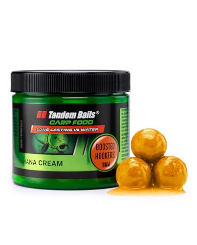 Tandem Baits Carp Food Boosted Hookers Bananencreme | Karpfenfutter | Karpfen Angeln ohne Mühe | Köder zum Große-Fische-Angeln | Karpfenzubehör Profis & Hobby-Angler | Angelfutter 18mm 220g/120g von Tandem Baits