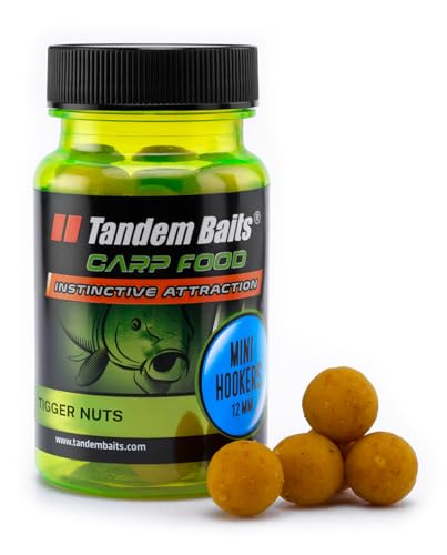 Tandem Baits Carp Food Perfection Mini Hookers Tigernüsse | Karpfenfutter | Karpfen Angeln ohne Mühe | Köder zum Große-Fische-Angeln | Karpfenzubehör für Profis & Hobby-Angler | Angelfutter 12 mm 50 g von Tandem Baits