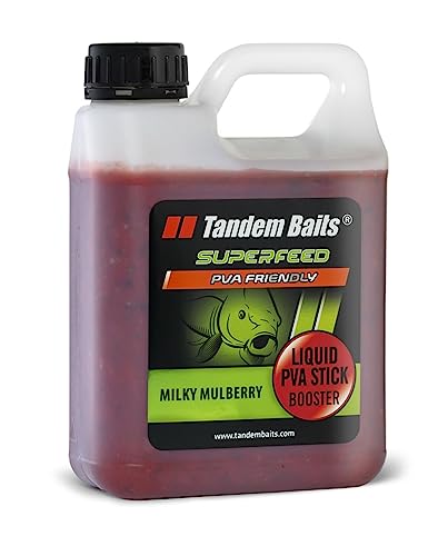 Tandem Baits SuperFeed Liquid PVA Stick Booster Milky Mulberry Karpfen | Karpfen Angeln ohne Mühe | Köder zum Große-Fische-Angeln | Karpfenzubehör für Profis & Hobby-Angler 1000 ml von Tandem Baits
