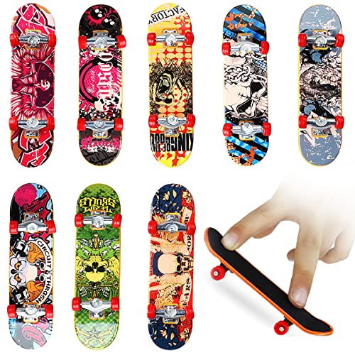 Finger Skateboard, Taozoey 8 Stylische Fingerskateboards, Mini Skateboard für Die Finger, Professionelles Fingerskateboards Spielzeug, Mitbringsel Kindergeburtstag(Zufällige Muster) von Taozoey