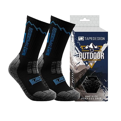 Tapedesign – „Outdoor 2.0” 1 Paar Wandersocken Outdoor Trekking Sportsocken Schwarz-Blau (Unisex) - Wander-Socken für Damen & Herren Unisex Verschleißfest - atmungsaktiv von Tapedesign