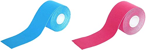 2 ROLLEN KINESIOLOGIE TAPE 5 cm x 5 m BLAU, PINK Akutape, Tapen, Tapes, Kinesiology, Sport, Medizin, Aku Taping, Schmerzen, Rücken, Nacken, Knie, elastisches Klebeband, Pflaster, Band, Arme, Beine, Rolle, Klebeband, Hals, Rollen, Haut, Physio Tape, Physio Band, elastisches Band von Tapefactory24