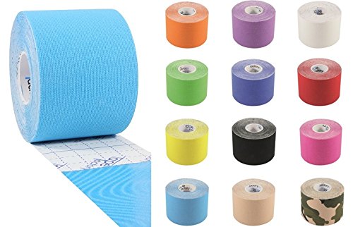 9 ROLLEN KINESIOLOGIE TAPE 5 cm x 5 m Blau, Pink, Beige, Schwarz, Marine, Grün, Orange, Rot, Lila, Akutape, Tapen, Tapes, Kinesiology, Sport, Medizin, Aku Taping, Schmerzen, Rücken, Nacken, Knie, elastisches Klebeband, Pflaster, Band, Arme, Beine, Rolle, Klebeband, Hals, Rollen, Haut, Physio Tape, Physio Band, elastisches Band von Tapefactory24