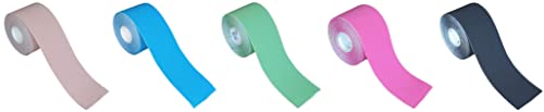 Tapefactory24 Blau, Pink, Beige, Schwarz, Grün - 5 Rollen ORIGINAL KINESIOLOGIE Tape 5 cm x 5 m von Tapefactory24