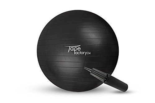 Tapefactory24 Gymnastikball inkl. Pumpe (Gewählte Variante: Schwarz, 85cm) - Hochwertiger Sitz- und Fitnessball von 55 cm bis 85 cm Durchmesser Größen erhältlich von Tapefactory24