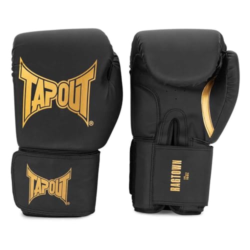 Tapout Boxhandschuhe aus Kunstleder (1Paar) RAGTOWN, Black/Gold, 18 oz, 960010 von Tapout