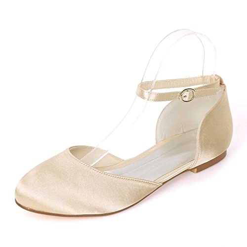 TarfiC Frauen Ballerina-Flats aus Satin mit Runde Zehe, Bequeme und Weiche Schuhe für Damen mit Schnallenschließe für Kleidung von TarfiC