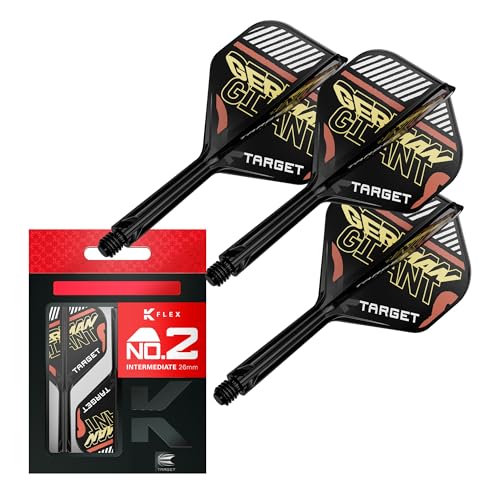 Target Darts Gabriel Clemens K Flex Flights und Shaft System, No.2 (Intermediate, 26mm) | Packung mit 3 Kflex All In One Flights, Player Edition Darts Zubehör | K-Flex Dart Schaft von Target Darts