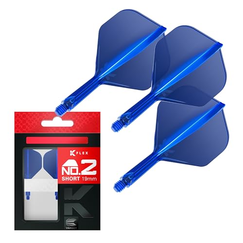 Target Darts K Flex Integrated Dart Flight and Shaft, No.2 Blau (Kurze) | Pack of 3 - No.2, Precision Moulded 2-In-1 Dart Flights and Dart Stem | Professional Dart Accessories von Target Darts