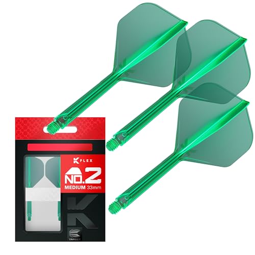 Target Darts K Flex Flights mit Dart Schäfte, No.2 Grün, Medium Stem (33mm) | K-Flex Flight und Shaft | Set Mit 3, Kflex Darts Zubehör No 2 | Target K Flex Dart Flights mit Schafts von Target Darts