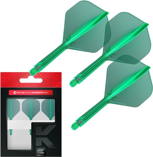 Target Darts K Flex Integrated Dart Flight and Shaft Rows, No.2 Grün (Intermediate) | Pack of 3 - No 2, Precision Moulded 2-In-1 Dart Flights and Dart Stem | Professional Dart Accessories von Target Darts