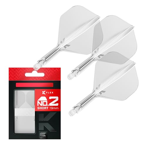 Target Darts K Flex Integrated Dart Flight and Shaft, No.2 Klar (Kurze) | Pack of 3 - No.2, Precision Moulded 2-In-1 Dart Flights and Dart Stem | Professional Dart Accessories von Target Darts