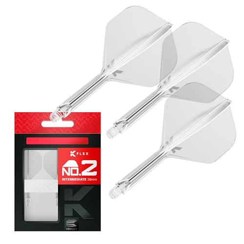 Target Darts K Flex Integrated Dart Flight and Shaft Rows, No.2 Klar (Intermediate) | Pack of 3 - No 2, Precision Moulded 2-In-1 Dart Flights and Dart Stem | Professional Dart Accessories von Target Darts