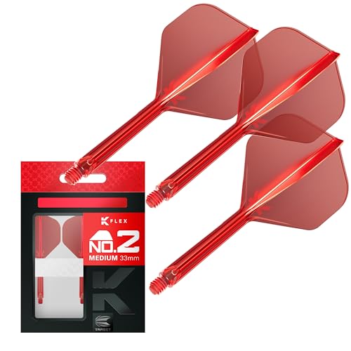 Target Darts K Flex Integrated Dart Flight and Shaft Rows, No.2 Rot (Medium) | Pack of 3 - No 2, Precision Moulded 2-In-1 Dart Flights and Dart Stem | Professional Dart Accessories von Target Darts