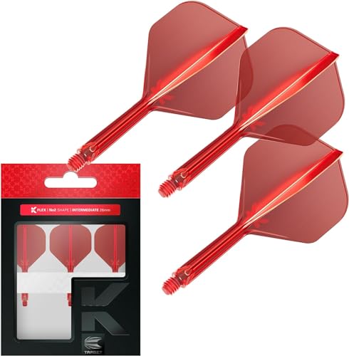 Target Darts K Flex Integrated Dart Flight and Shaft Rows, No.2 Rot (Intermediate) | Pack of 3 - No 2, Precision Moulded 2-In-1 Dart Flights and Dart Stem | Professional Dart Accessories von Target Darts