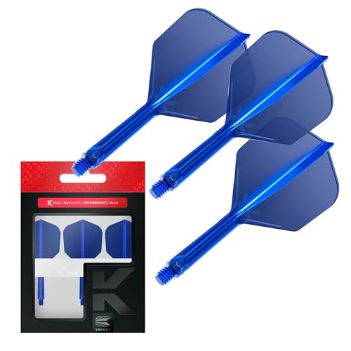 Target Darts K Flex Integrated Dart Flights and Shafts, Blau, Intermediate Stem (26mm), No.6 Flight, Set of 3 Stems - Professional Dart Accessories, Dart Shaft & Dart Flight System von Target Darts