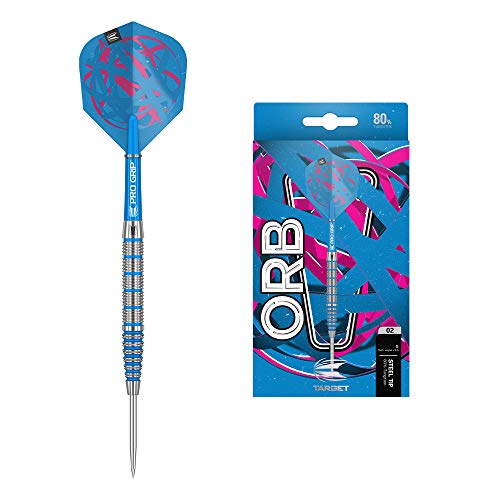 Target Darts Orb 02 80% Wolfram Steeldarts-Set (22gr - Dartpfeile), Silber, Blau und Pink von Target Darts