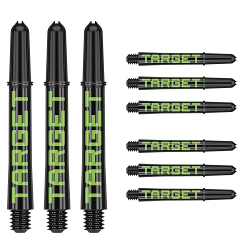 Target Darts Pro Grip Tag Shaft (Packung mit 9) Multipack Shafts, Professionelles Dart Zubehör, Dart Shaft Set – Schwarz & Grün, Zwischenbericht Length von Target Darts