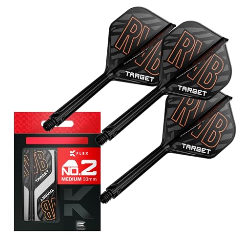 Target Darts Raymond Van Barneveld K Flex Flights und Shaft System, No.2 (Medium, 33 mm) | Packung mit 3 Kflex All In One Flights, Player Edition Darts Zubehör | K-Flex Dart Schaft von Target Darts