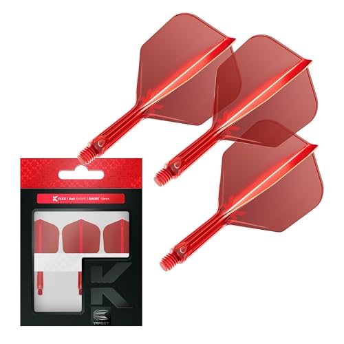 Target Darts K Flex Integrated Dart Flights and Shafts, Rot, Kurze Stem (19mm), No.6 Flight, Set of 3 Stems - Professional Dart Accessories, Dart Shaft & Dart Flight System von Target Darts