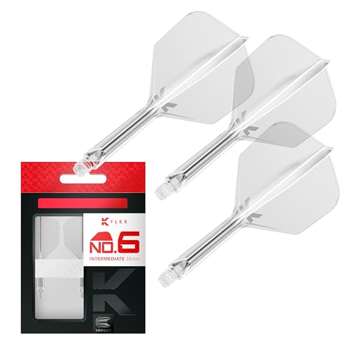Target Darts K Flex Integrated Dart Flights and Shafts, Klar, Intermediate Stem (26mm), No.6 Flight, Set of 3 - Professional Dart Accessories, Dart Shaft & Dart Flight System von Target Darts