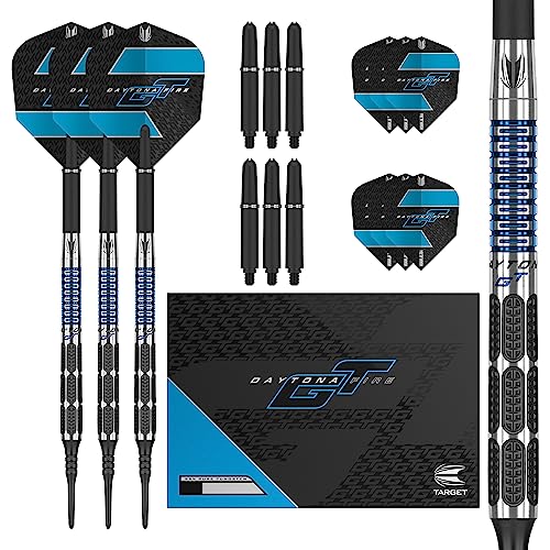 Target Darts 20G 95% Tungsten Soft Tip Darts Set Daytona Fire GT10 Dartpfeile, 20 g, 95% Wolfram, weiche Spitze, schwarz und blau von Target Darts