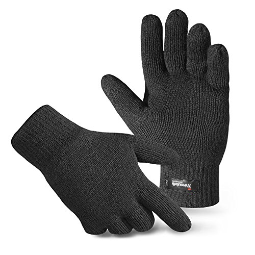 Herren Thermo Strick-Handschuhe Thinsulate Anthrazit S/M von Tarjane